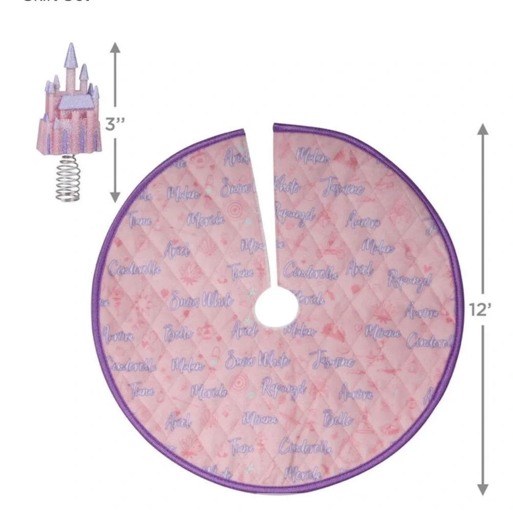FINAL DROP 🚨NIB Hallmark Disney Princess Box Set Tree Skirt Topper pink purple